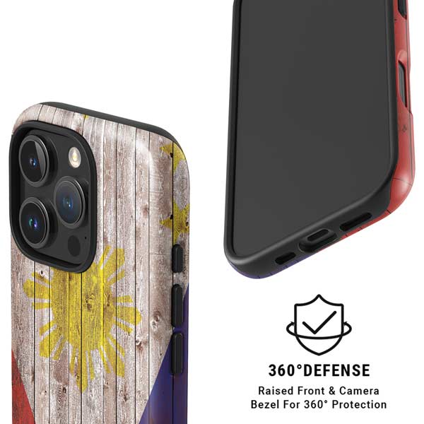 Philippines Flag Dark Wood iPhone 16 Pro Max Magsafe Impact Case