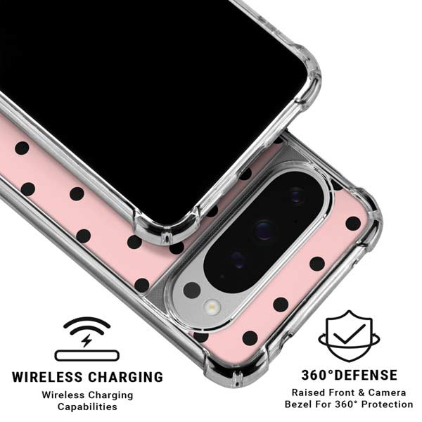 Pink and Black Polka Dots Google Pixel 10 Pro XL Clear Case