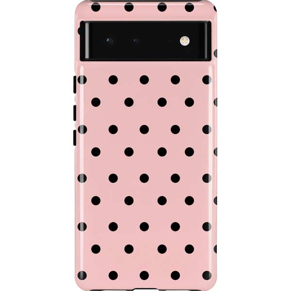 Pink and Black Polka Dots Pixel Cases
