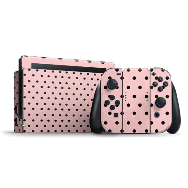 Pink and Black Polka Dots Nintendo Skins