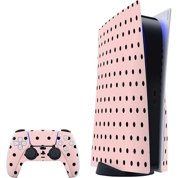 Pink and Black Polka Dots PlayStation PS5 Skins