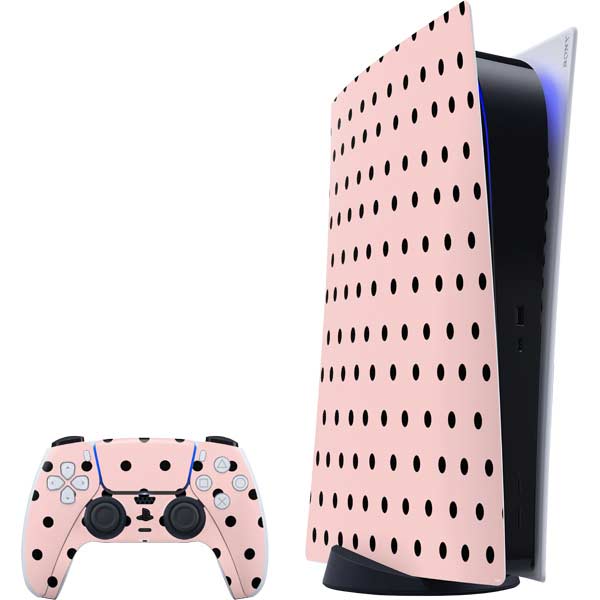 Pink and Black Polka Dots PlayStation PS5 Skins