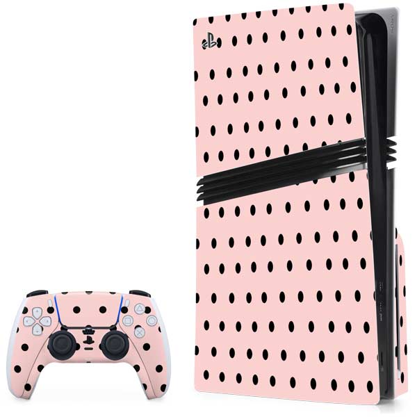 Pink and Black Polka Dots PlayStation PS5 Skins