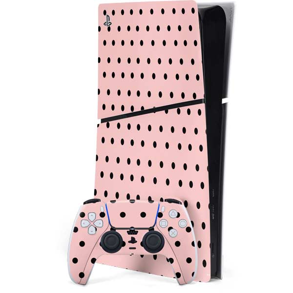 Pink and Black Polka Dots PlayStation PS5 Skins