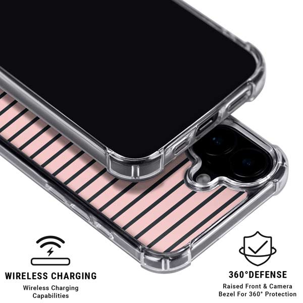 Pink and Black Stripes iPhone 17 Clear Case