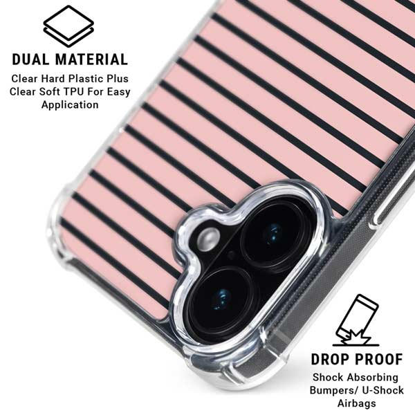 Pink and Black Stripes iPhone 17 Clear Case