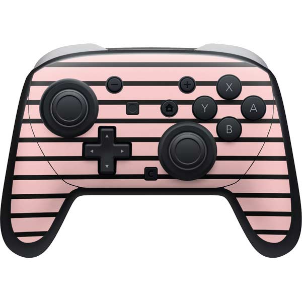 Pink and Black Stripes Nintendo Switch 2 (2025) Pro Controller Skin