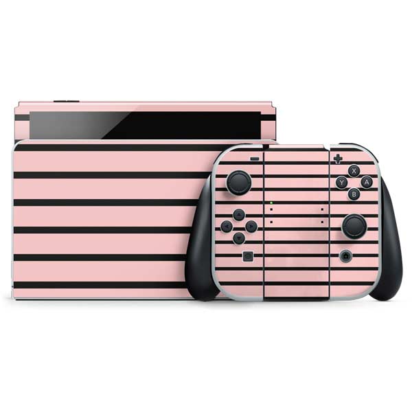 Pink and Black Stripes Nintendo Skins