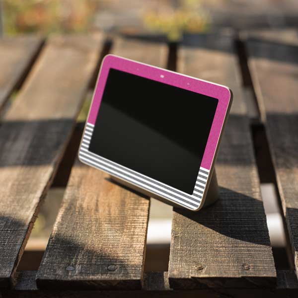 Pink and Grey Stripes Google Home Hub Skin