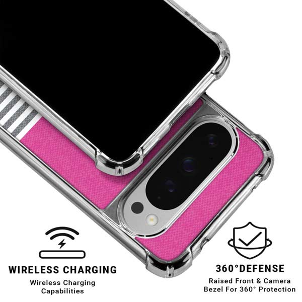 Pink and Grey Stripes Google Pixel 10 Pro Clear Case