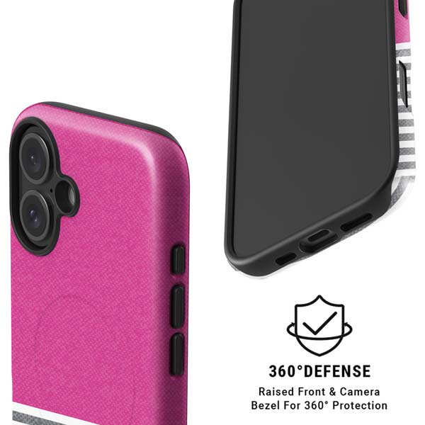 Pink and Grey Stripes iPhone 16 Magsafe Impact Case