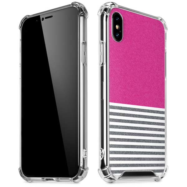Pink and Grey Stripes iPhone X/XS Clear Case