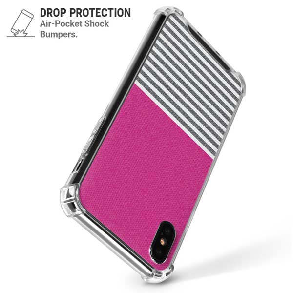 Pink and Grey Stripes iPhone X/XS Clear Case