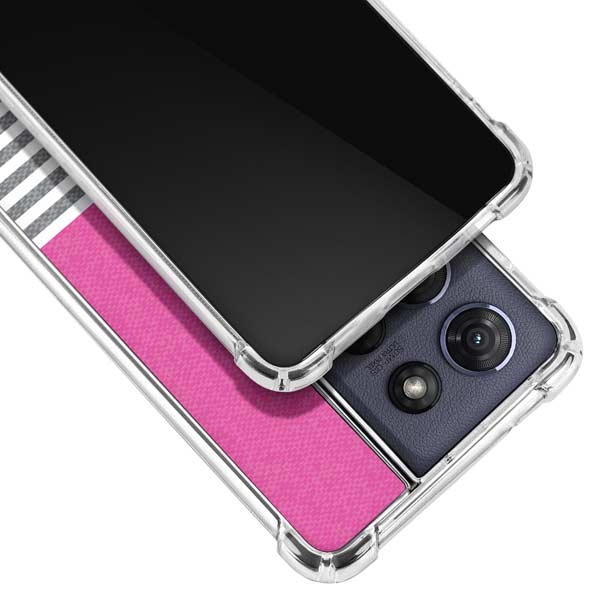 Pink and Grey Stripes Moto G Play 5G (2025) Clear Case
