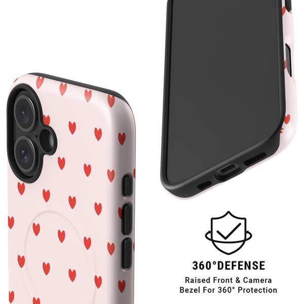 Pink and Red Hearts iPhone 16 Magsafe Impact Case