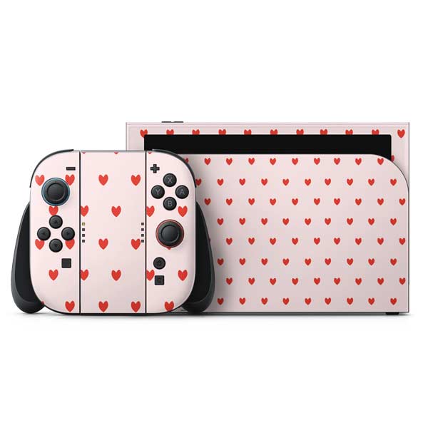 Pink and Red Hearts Nintendo Switch 2 (2025) with Joy-Con Skin