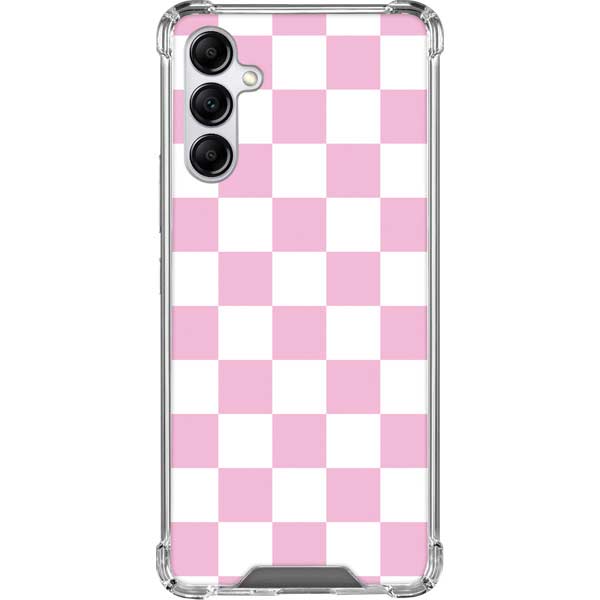 Galaxy Gabb 4 Pink and White Checkerboard Clear Case
