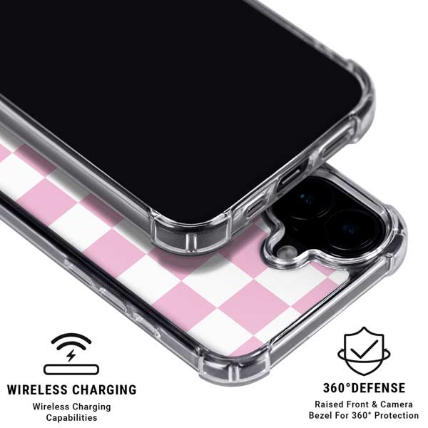Pink and White Checkerboard iPhone 17 Clear Case