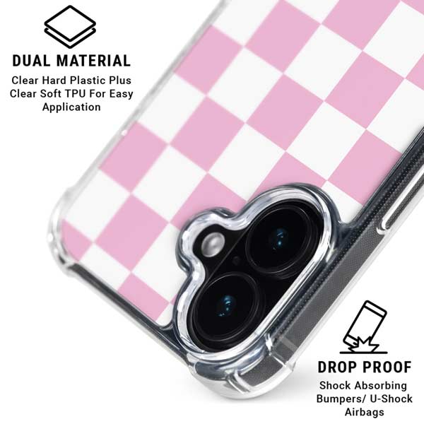 Pink and White Checkerboard iPhone 17 Clear Case