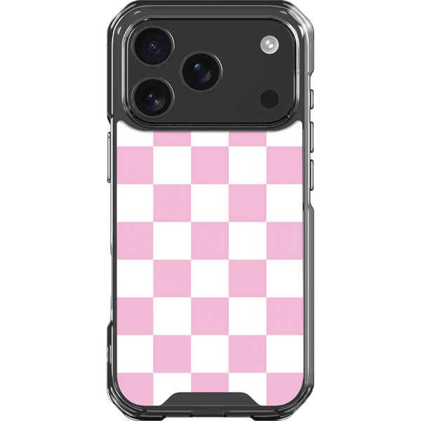 Pink and White Checkerboard iPhone 17 Pro Clear Case