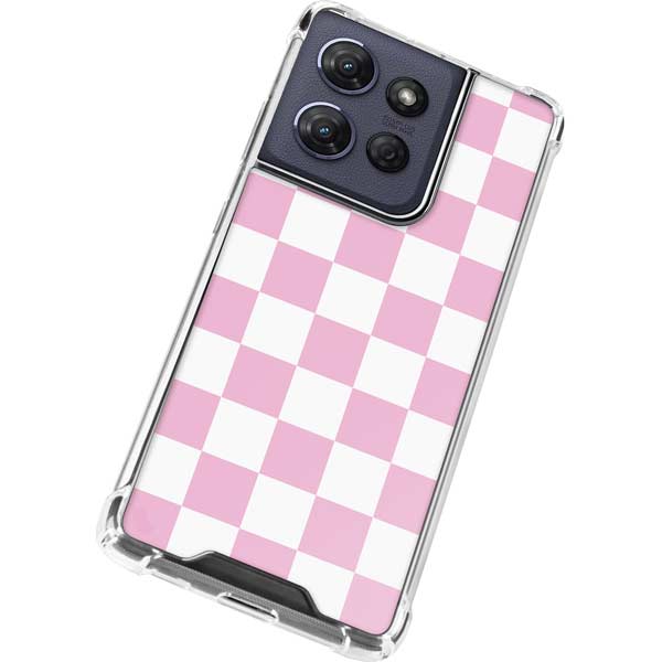 Pink and White Checkerboard Moto G 5G (2025) Clear Case
