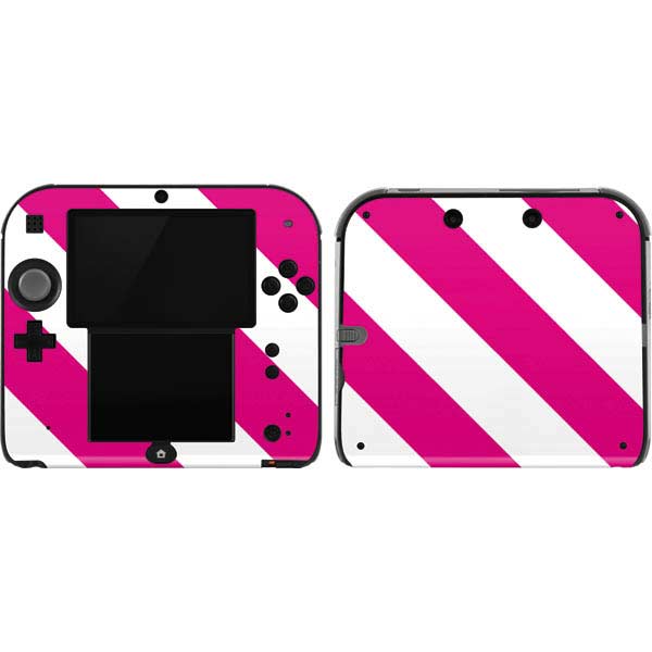Pink and White Geometric Stripes Nintendo Skins