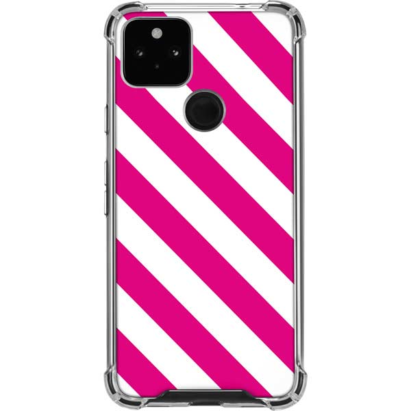 Pink and White Geometric Stripes Pixel Cases