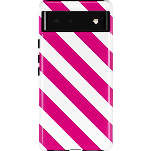 Pink and White Geometric Stripes Pixel Cases
