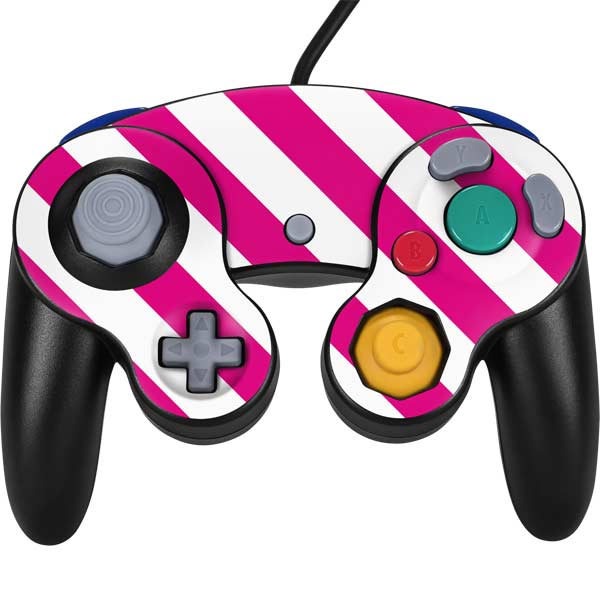 Pink and White Geometric Stripes Nintendo Skins