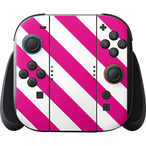 Pink and White Geometric Stripes Nintendo Switch 2 (2025) with Joy-Con Skin