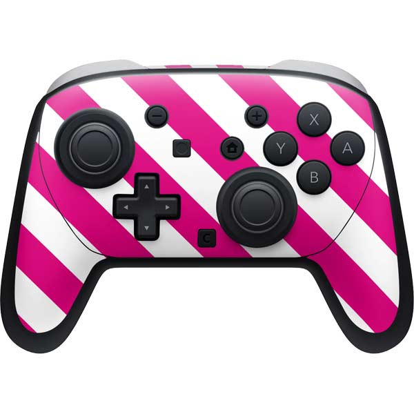 Pink and White Geometric Stripes Nintendo Skins