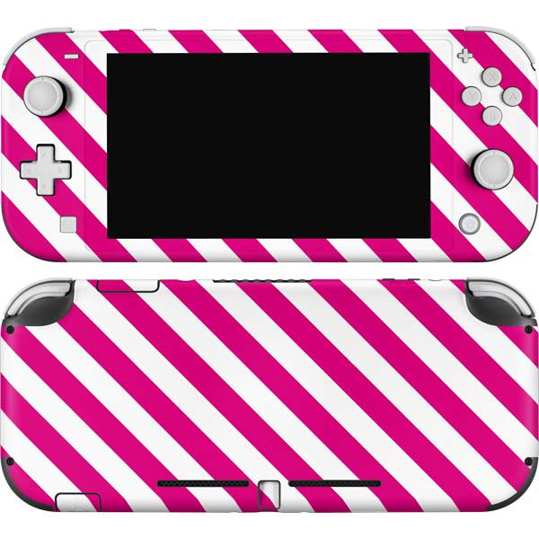 Pink and White Geometric Stripes Nintendo Skins