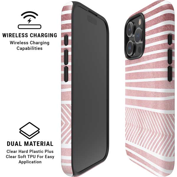 Pink and White Stripes iPhone 16 Pro Magsafe Impact Case