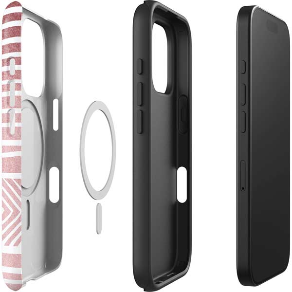 Pink and White Stripes iPhone 16 Pro Max Magsafe Impact Case