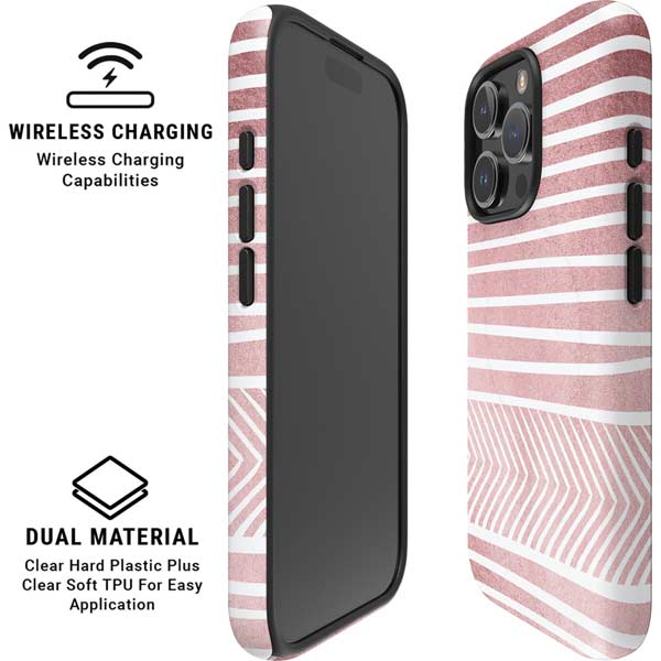 Pink and White Stripes iPhone 16 Pro Max Magsafe Impact Case