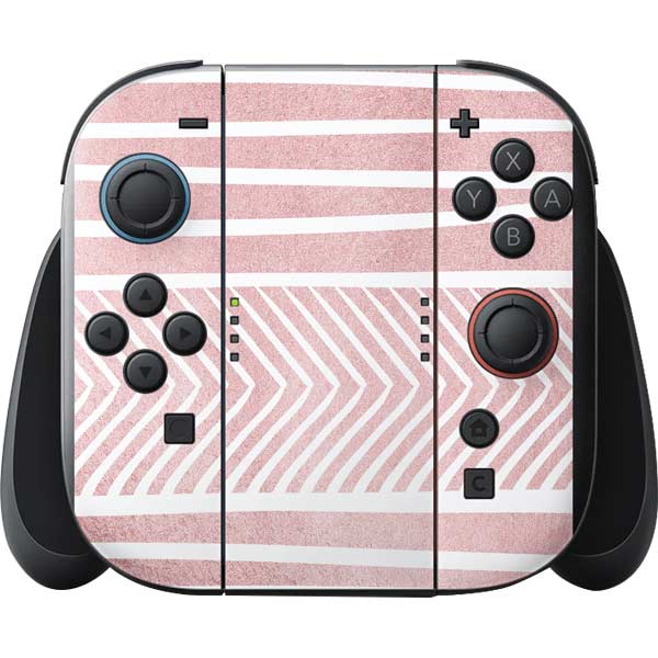 Pink and White Stripes Nintendo Switch 2 (2025) with Joy-Con Skin