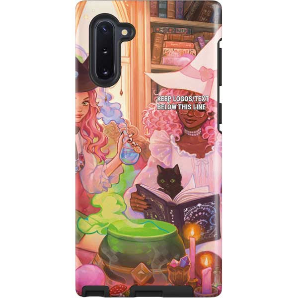 Pink Anime Witch Girls in Library with Cats by Ivy Dolamore Galaxy Cases