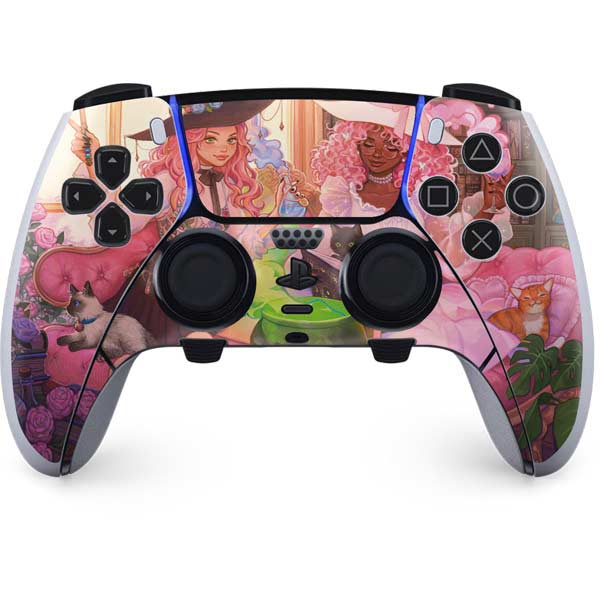Pink Anime Witch Girls in Library with Cats PS5 DualSense Edge Pro ...