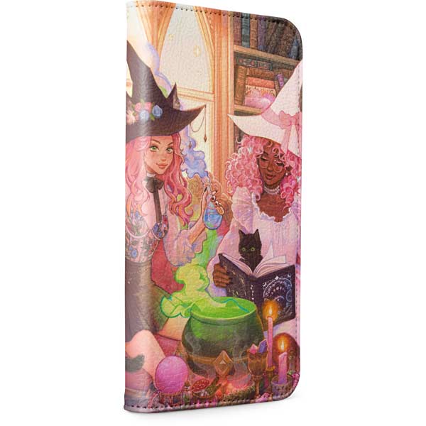 Pink Anime Witch Girls in Library with Cats iPhone 13 Pro Folio Case ...