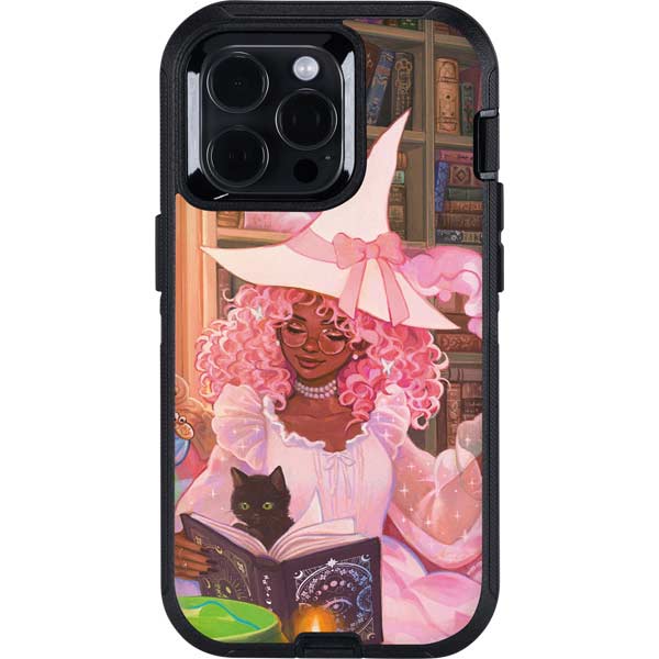 Pink Anime Witch Girls in Library with Cats by Ivy Dolamore Otterbox Defender iPhone Skin