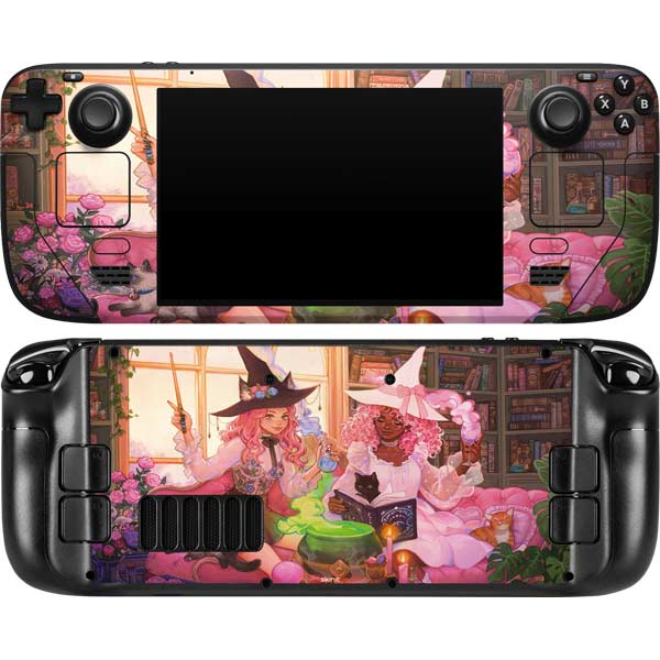 Pink Anime Witch Girls in Library with Cats by Ivy Dolamore Steam Deck ...