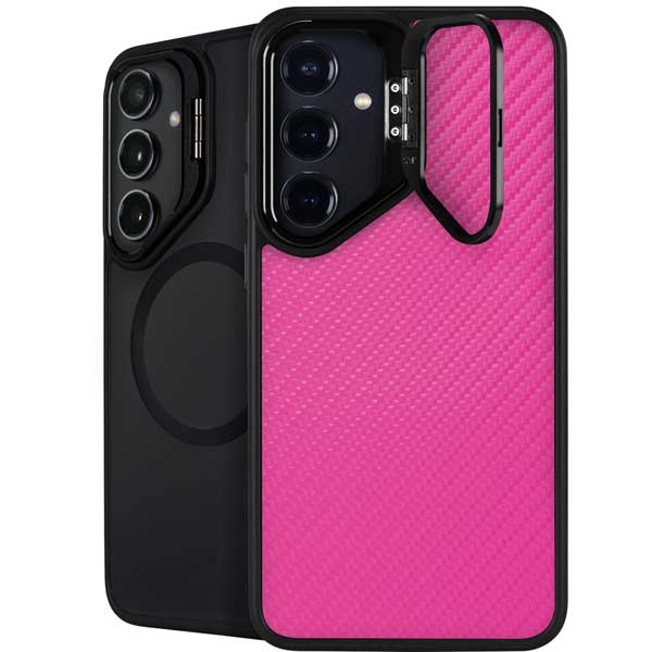 Pink Carbon Fiber Specialty Texture Material Galaxy S26 Plus Kickstand Case