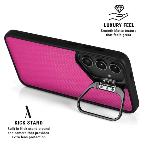 Pink Carbon Fiber Specialty Texture Material Galaxy S26 Plus Kickstand Case