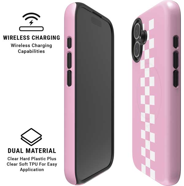Pink Checkerboard iPhone 16 Magsafe Impact Case