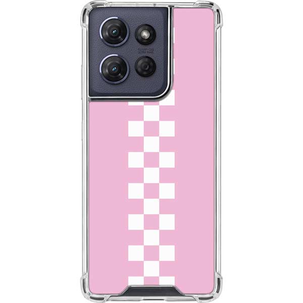 Pink Checkerboard Moto G Power 5G (2025) Clear Case