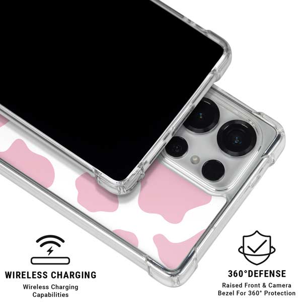 Pink Cow Print Galaxy S25 Ultra Clear Case