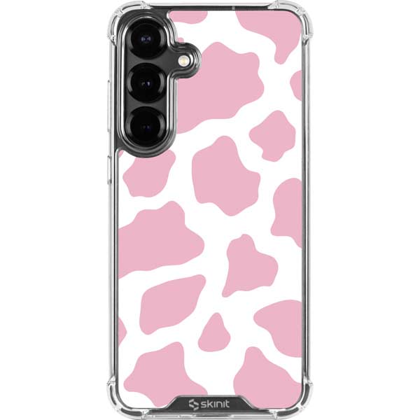Pink Cow Print Galaxy S26 Clear Case