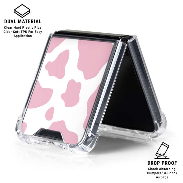 Pink Cow Print Galaxy Z Flip7 Clear Case