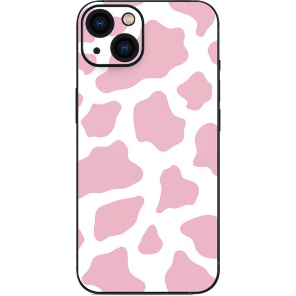 Pink Cow Print iPhone 15 Skin