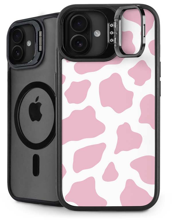 Pink Cow Print iPhone 16 Kickstand Case